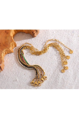 Mavi Eetit Şık Ince Paslanmaz Çelik Zincir Renkli Kübik Zirkonya Bilezik Bileklik 18 K Altın Kaplama Nefis Trendy Takı Kadınlar Yeni Mavi