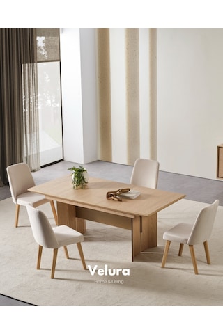 İpek Yemek Odası Takımı Yemek Masası + 4 Adet Sandalye Ceviz