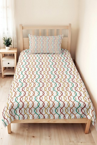 Geometrik Modern Genç Odası Tek Kişilik Pike Takımı-renkli Çizgili 160x220 Cm Kapitone Yatak Örtüsü Gümüş