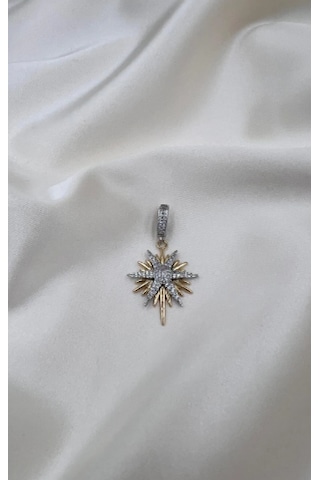 Bb İthal Kutup Yıldızı Altın Kaplama Chram Veya Kolye Ucu Altın - Beyaz