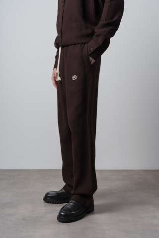 Respire Erkek R Nakışlı Müslin Baggy Pantolon Acı Kahve Kahverengi