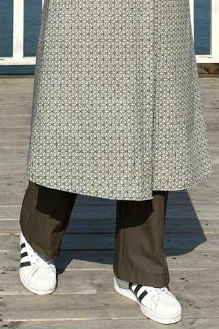 Rabia Şamlı Haki Bol Paça Pantolon Normal