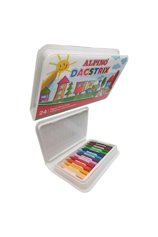 Mum Boya 24 Lü Plastik Kutu 1 Paket Alpino Dacstrix 24 Renk Mumboya Elleri Kirletmeyen Yıkanabilir Silinebilir Çok Renkli