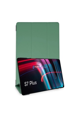 Samsung Galaxy T970 Tab S7 Plus 12.4 Kılıf Tablet Smart Kılıf - Koyu Yeşil Arka Kapak