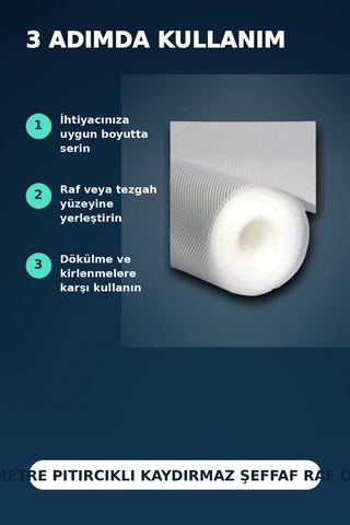 3 Metre Kalın Dokulu Şeffaf Raf Örtüsü Ve Su Tutucu Tezgah Koruma Matı Renkli