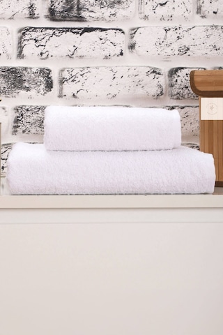2 Parça Kadın / Erkek Banyo Duş Hamam Havlu Seti 90x150 Cm %100 Pamuklu Beyaz