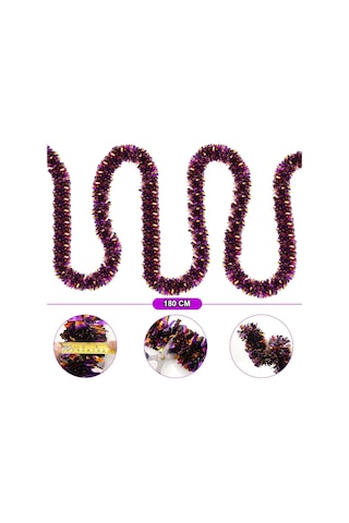 Mor Turuncu Renk 4 Cm Genişlik Garland Çift Renk Sim Süs 180 Cm 4741