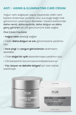 W-lab Cosmetics Anti-aging & Illuminating Cream 50 Ml Yüz, Boyun Ve Dekolte Aydınlatıcı Yaşlanma Karşıtı Krem