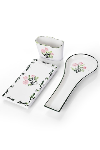 Piatti Naturali 3 Lü Mutfak Seti Bahar Kaşık Altlığı Süngerlik Yağdanlık