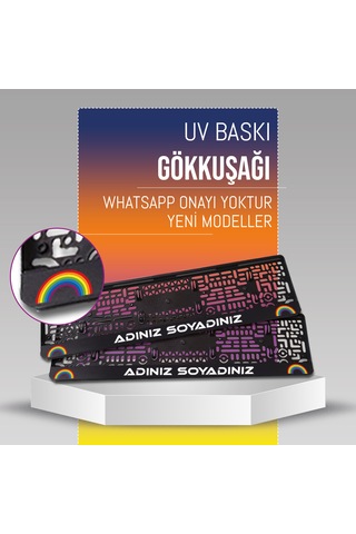 Gökkuşağı Plakalık, 2 Adet Premium Uv Baskı, Plakalıkhane