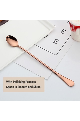 Xindoker Paslanmaz Çelik Titanyum Kaplama Kahve Karıştırma Kaşığı - Rose Gold, Yuvarlak Veya Dikdörtgen Rastgele Gönderim Diğer