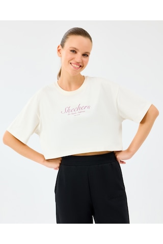 Skechers W Heavy Fabric T-shirt Kadın Beyaz Tshirt S2520183-3855