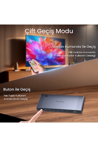 Veggieg 4k Hdmı 2.0 Görüntü Seçici 3 Giriş 1 Çıkış Kumandalı Switch