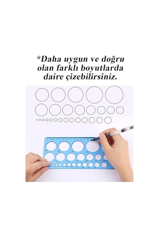 Daire Şablonu Büyük Cetvelli 1-36 Mm 1 Adet Arlantis 24 Cm Cetvelli Teknik Çizim Daire Cetveli Çok Renkli