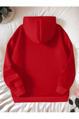 Uyguntarz Unisex Yaramaz Pandalar Baskılı Oversize Sweatshirt Kırmızı