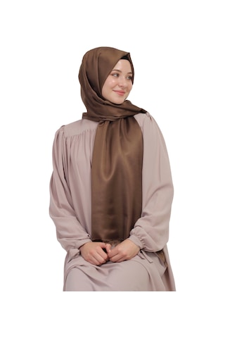 Çift Taraflı Düz Jakar Şal Parlak & Mat Dokulu, Özel Gün Şalı, Düz Renk KAhverengi
