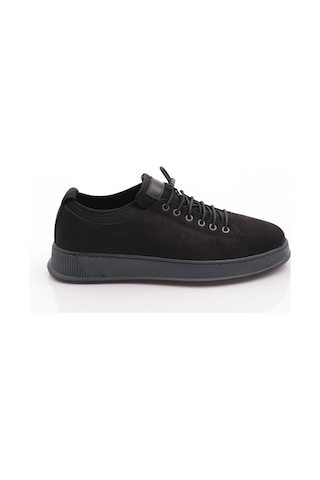Dgn 6641 Erkek Kalin Taban Bağcikli Sneaker Ayakkabi Siyah Nubuk Siyah