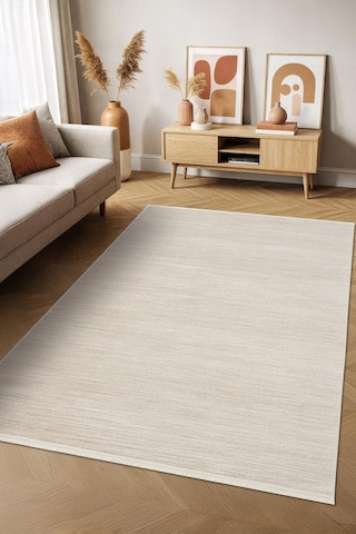 Icon Ic005b Bej Modern Desenli Akrilik Pamuk Tabanlı 4 Mevsim Salon Koridor Oturma Oda Halısı-750 Bej