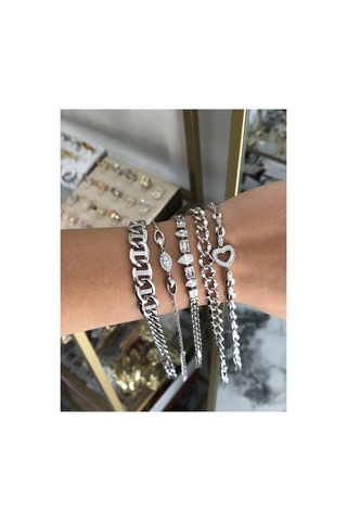 Zincir Silver Model Bileklik Kararmaz Gümüş