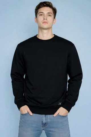 Coupon Sweatshirt Bisiklet Yaka Siyah