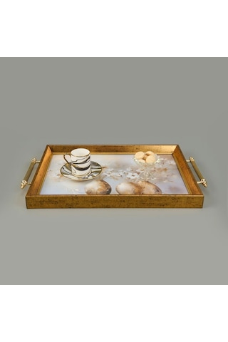 Evidea Kitchen Vazoda Çiçek Desenli Akrilik Tepsi - Renkli - 49 Cm Renkli