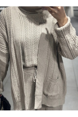 Olla Collection Üçlü Triko Takım Taş Taş