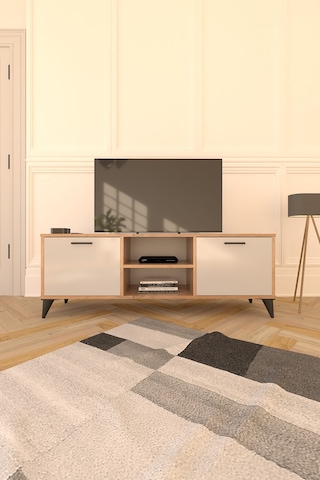 Mosse Tv Sehpası Tv Ünitesi Televizyon Sehpası Çam Beyaz 140 Cm Atlantik Çam - Beyaz