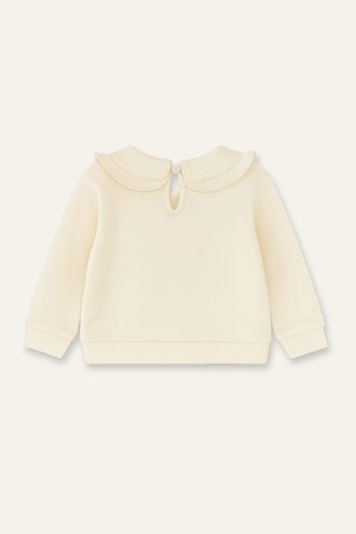 Mininio Kız Bebek Yakası Nakışlı Sweatshirt - Krem Krem