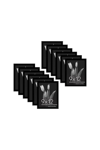 9x12 Picture Frame With Polished Plexiglass - Set Of 12 - Signature Collection - Picture Frames With Engineered Wood - Photo Frame For Tabletop And Wall Display - Black