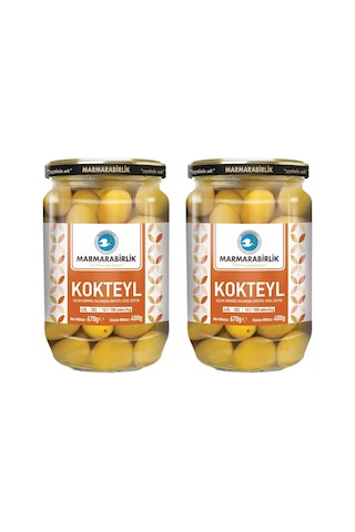 Marmarabirlik Yeşil Kokteyl Zeytin 400 Gr Cam 4xl-3xl X 2 Adet
