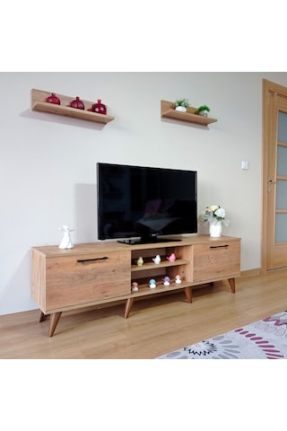 Mobilya Sepeti Ms 85 Mdf Tv Ünitesi Dolabı Raflı Ceviz