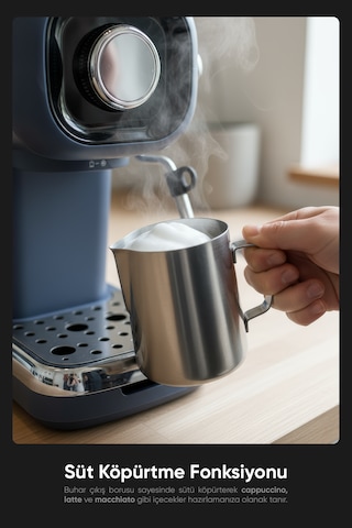 Fressi FR-EM2214 2000 W Espresso Latte Cappuccino Süt Köpürtücülü Kahve Makinesi