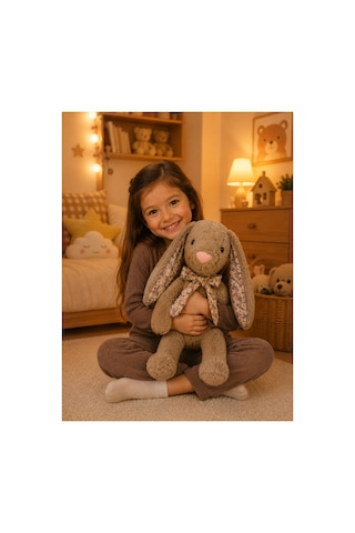 Yumuşacık Sevimli Dev Boy Tavşan Peluş Oyuncak 45 Cm Kahverengi