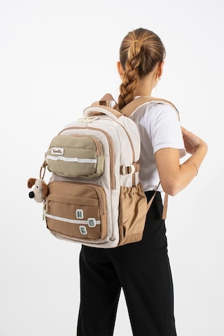 Ventis Unisex Okul Çantası Lise Ortaokul Sırt Çantası 43 30 Cm Su Geçirmez Kumaş Çok Cepli Vnt1-a Bej
