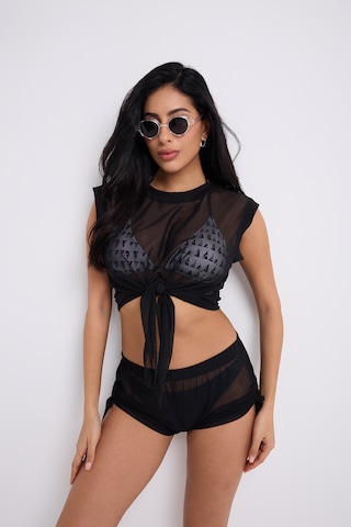 By Papi Büzgülü Tül Şort Siyah