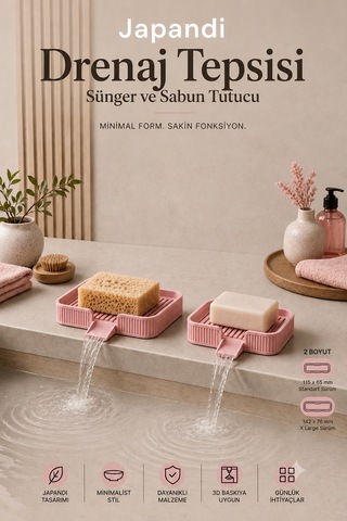 Ognami Japon Minimalist Drenaj Tepsisi - Sünger Ve Sabun Tutucu, Su Tahliyeli Banyo & Mutfak Düzenleyici Çok Renkli