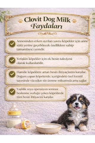 Clovit Yavru Köpekler İçin Süt Tozu 250 Gr