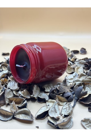 Kırmızı Renk Lavanta Kokulu Soya Mum 210 Cc 1 Adet - Renkli Kavanozda Mum 1 Adet Kirmızı