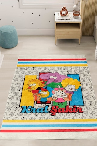 Kaşmir Halı X Kral Şakir Sıkı Dostlar Bebek Çocuk Genç Odası Halısı Bebek Çocuk Genç Odası Halısı