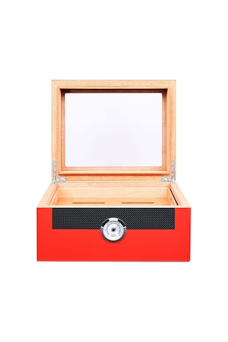 Myon Camlı Sedir Humidor Puro Kutusu Lake Kırmızı 60's