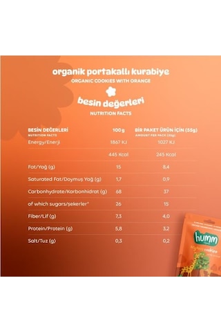 Organik Vegan Portakallı Kurabiye Atıştırmalık Paketi - 6 Adet 320 G