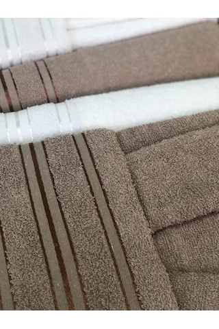 Royam Beril Pamuklu 6 Parça Aile Bornoz Seti Takımı Kahverengi