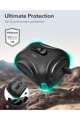 Apple AirPods Uyumlu Pro 3 2025 Cyber Flicklock Manyetik Kılıf Siyah
