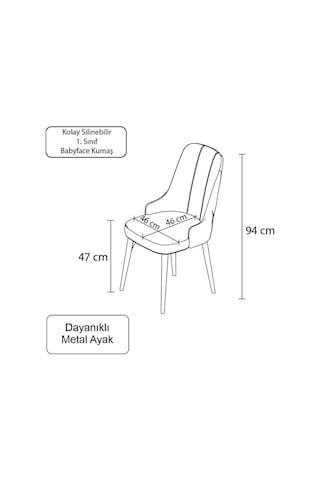 Esa 4 Adet Babyface Kumaş, Siyah Metal Ayaklı, Mutfak Ve Yemek Odası Sandalyesi Kahve