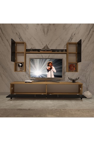 Decoraktiv Eko 5da Mdf Std Gold Tv Ünitesi Tv Sehpası Pera - Siyah