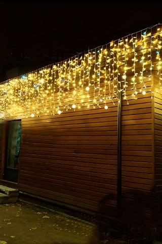 2M Saçak Led 144 Ledli 16 Saçaklı Eklenebilir IP65 Dış Mekan Gün Işığı Beyaz Flaşlı Led Işık Yılbaşı Süsü Ev Süsleme