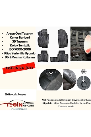 Peugeot Rifter Panelvan 2021 Geometrik Desenli 3d Havuzlu Oto Paspas Siyah
