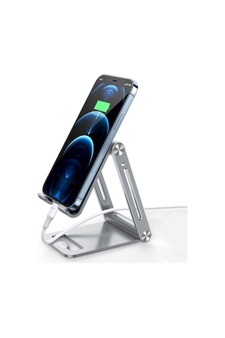 Juo Alüminyum Katlanabilir Metal Masaüstü Telefon Tutucu Standı Gümüş Gümüş