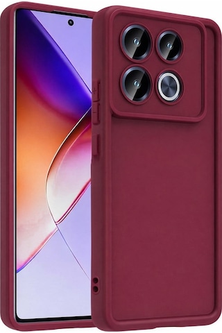İnfinix Note30pro-4g Uyumlu Kamera Çıkıntılı Mat Silikon Telefon Kılıfı Bordo