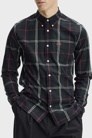 Fred Perry Pamuklu Regular Fit Ekoseli Gömlek Erkek Gömlek M3456 Q20 Koyu Yeşil
